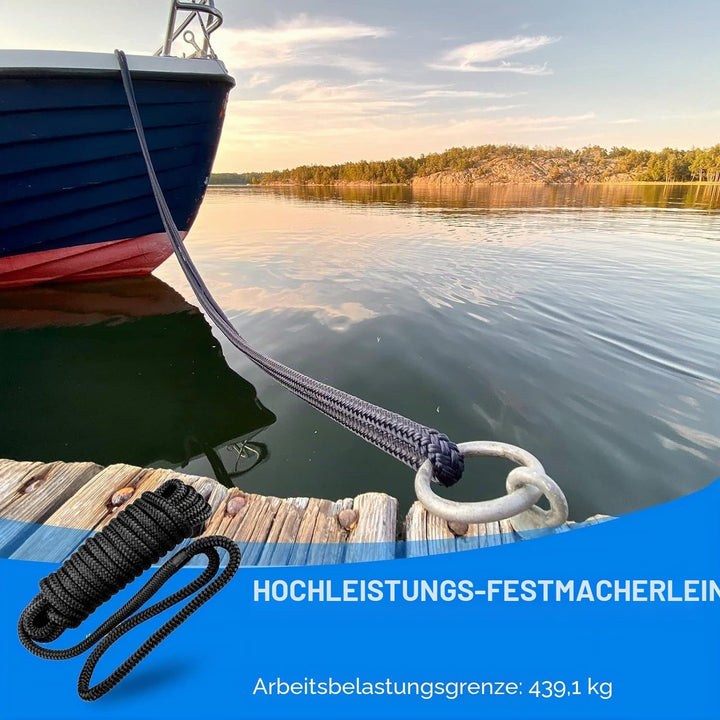 BOOMSTART 4 Stück Boot Seil 16mm Festmacherleine mit Auge Nylon Doppelt Geflochten Fenderseil Dock L
