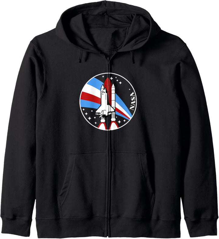 Trendy NASA Red White And Blue Spaceship Launch Circle Stars Kapuzenjacke
