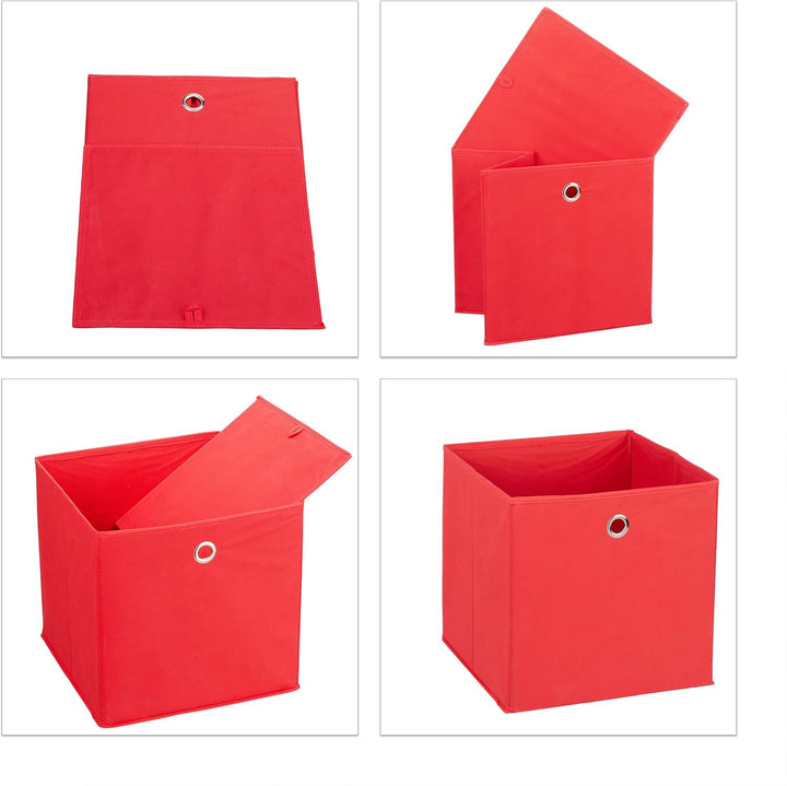 Relaxdays Aufbewahrungsbox 4er Set, Faltbare Regalboxen, HxBxT: 30 x 30 x 30 cm, Grifflöcher, Faltbo