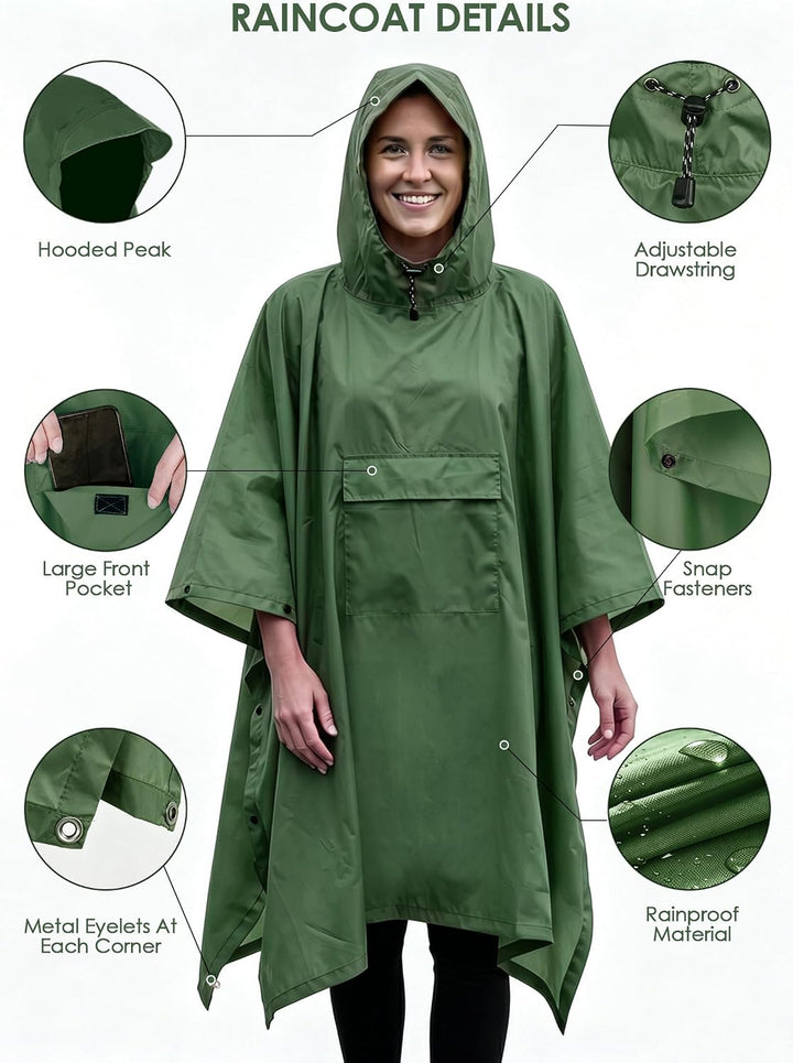 TOMSHOO Unisex Poncho Armee grün, Armee gr&amp;