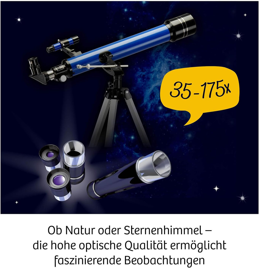 KOSMOS 675158 Astro-Teleskop, Kinder Teleskop ab 12 Jahren, bis zu 140-fache Vergrösserung, mit Refr