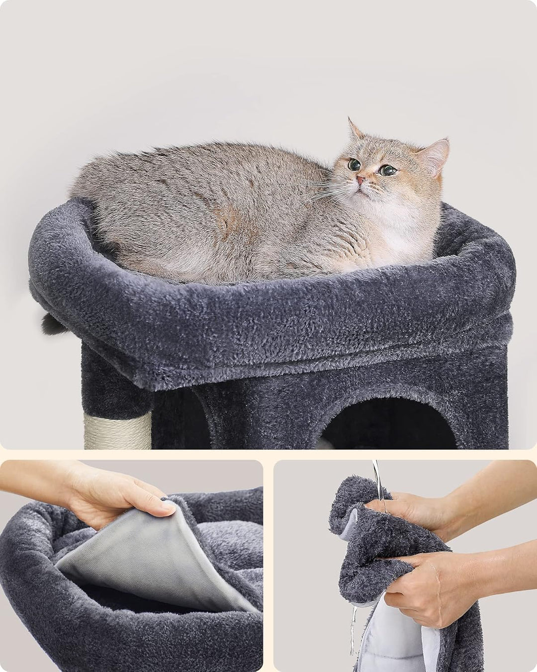 Feandrea Kratzbaum klein, 67 cm Katzenbaum, Katzenhaus für Kätzchen bis zu 3 kg, grosse Plattform, S