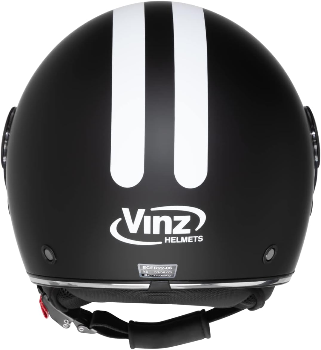 VINZ Parchi Jethelm mit Doppelvisier | Roller Helm Fashionhelm mit Streifen | In Gr. XS-XXL | Jet He