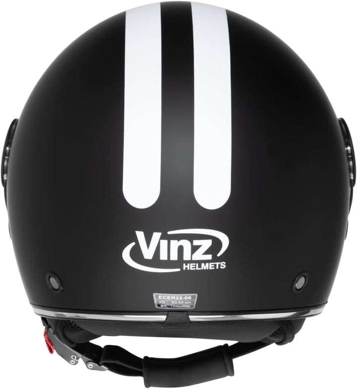 VINZ Parchi Jethelm mit Doppelvisier | Roller Helm Fashionhelm mit Streifen | In Gr. XS-XXL | Jet He