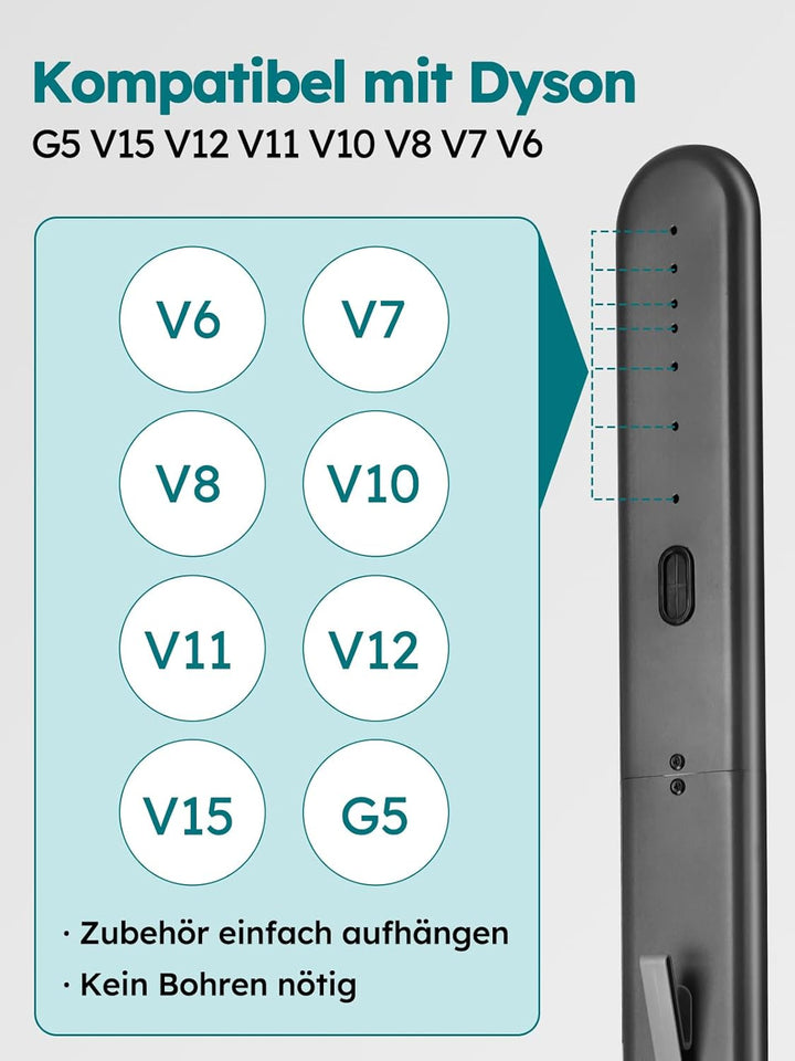 Ständer kompatibel mit Dyson G5 V15 V12 V11 V10 V8 V7 V6, Halterung, Bodenständer, Zubehörhalter Spe