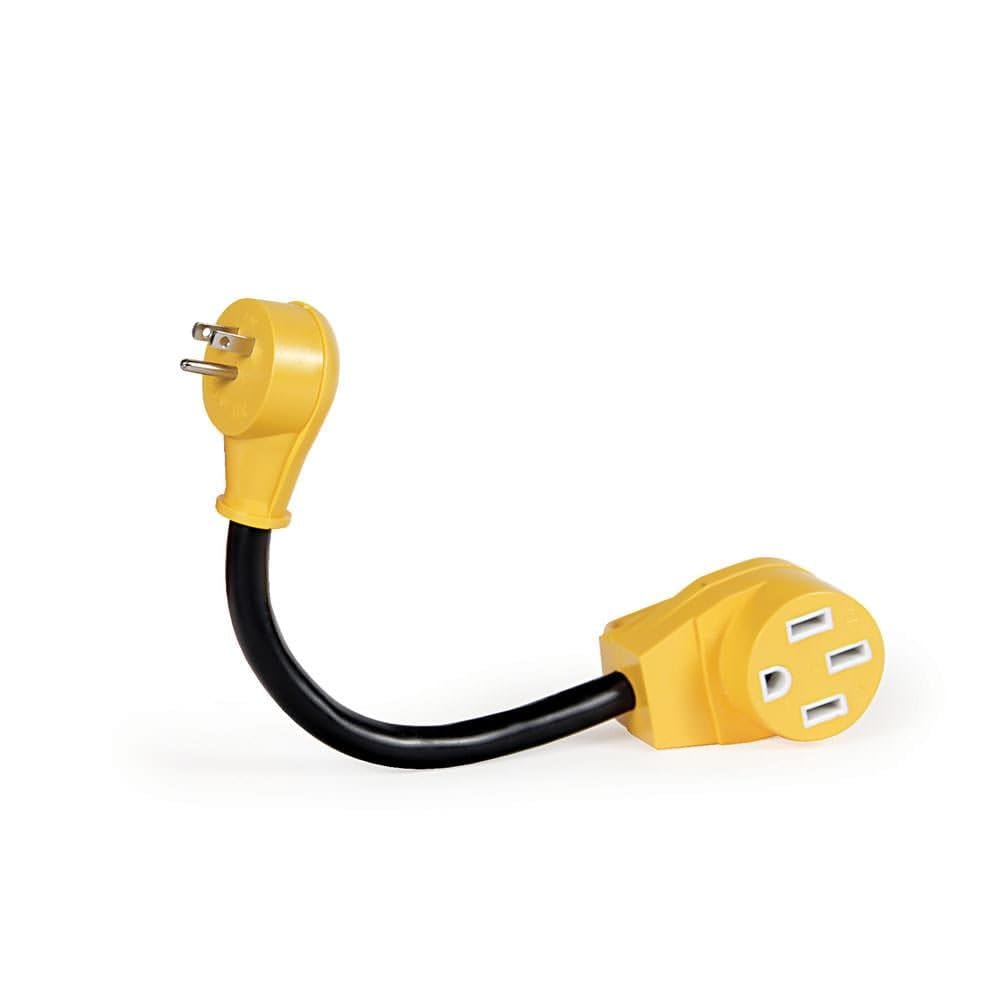 Camco RV Dogbone Elektrischer Adapter mit innovativem 180-Grad-Biegungsdesign und PowerGrip-Griff –