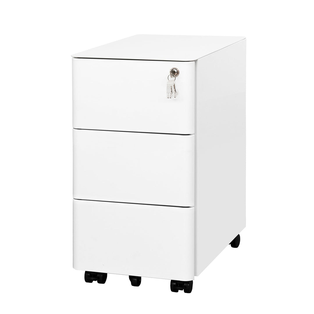 LVSTEEL Aktenschrank mit 3 Schubladen und Schloss,Weiss, OFC332W01, Weiß 53,7cm H*30,0 cm W-3 S