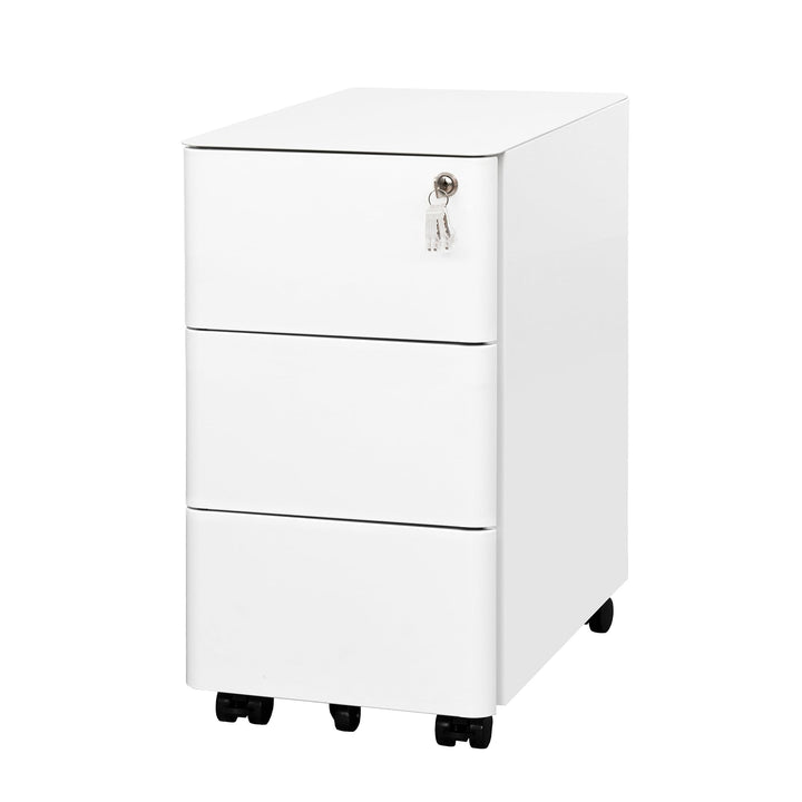 LVSTEEL Aktenschrank mit 3 Schubladen und Schloss,Weiss, OFC332W01, Weiß 53,7cm H*30,0 cm W-3 S