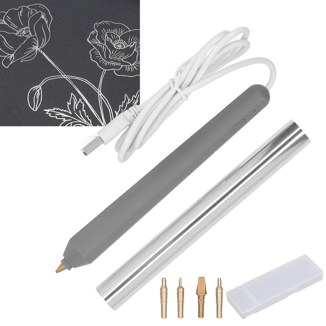 Fyearfly USB-Heissfolienstift, Elektronische Heizung Heissschmelzfolienprägung Prägestift Mit 4X Sti