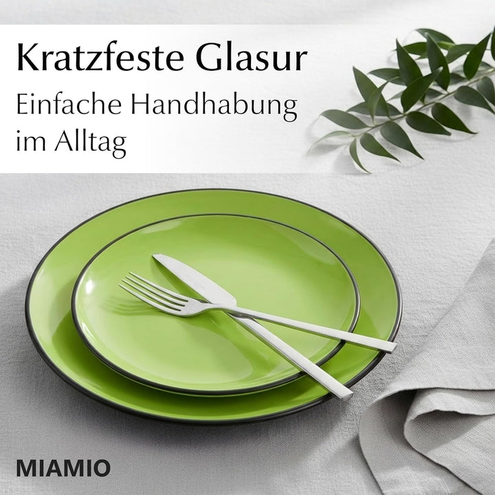 MIAMIO Le Papillon Kollektion – Dessertteller 6er Set Steingut Geschirrserie 21 cm – Spülmaschinen-