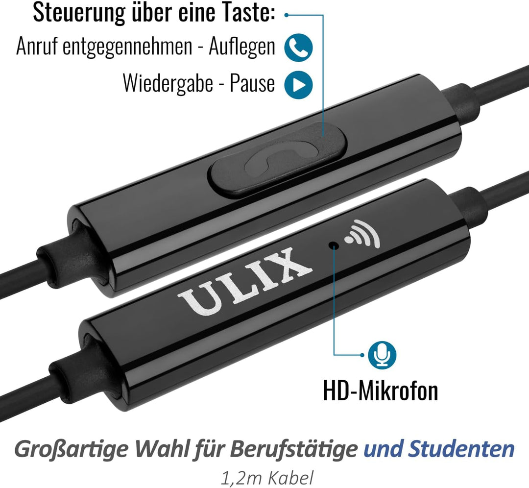 UliX Rider USB C Kopfhörer, 5 Jahre Garantie für iPhone 16 15 Pro Max Plus Samsung Galaxy S24 S23 Ul