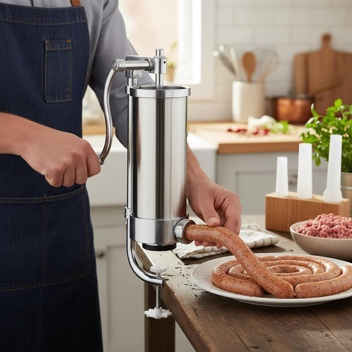 3,5L Wurstfüller, Wurstmaschine Manuell, Wurstfüllmaschine Edelstahl mit Tischklemme, Press Wurstspr