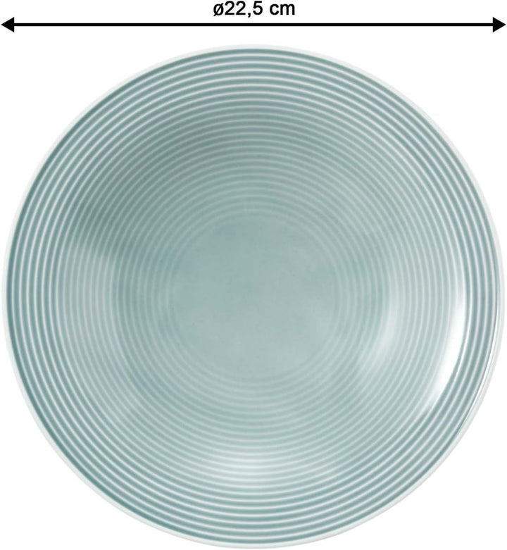 Seltmann Weiden Beat Color Glaze Suppenteller 6er Set, ø 22,5 cm, Tiefer runder Teller mit Rillenrel
