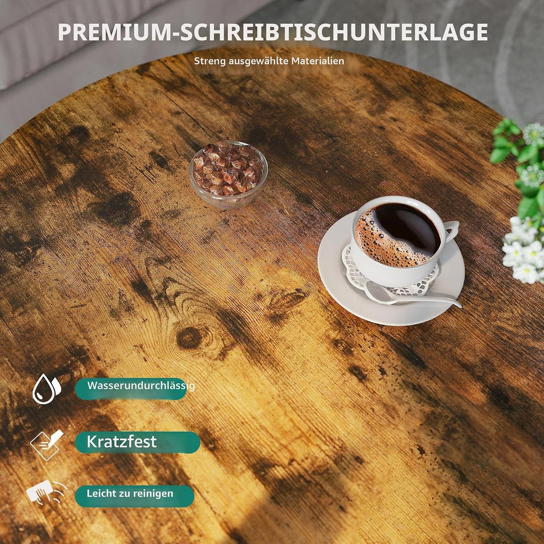 YITAHOME Runder Couchtisch, 80x80x46cm Rustikaler Wohnzimmertisch aus Holz für Wohnzimmer mit Ablage