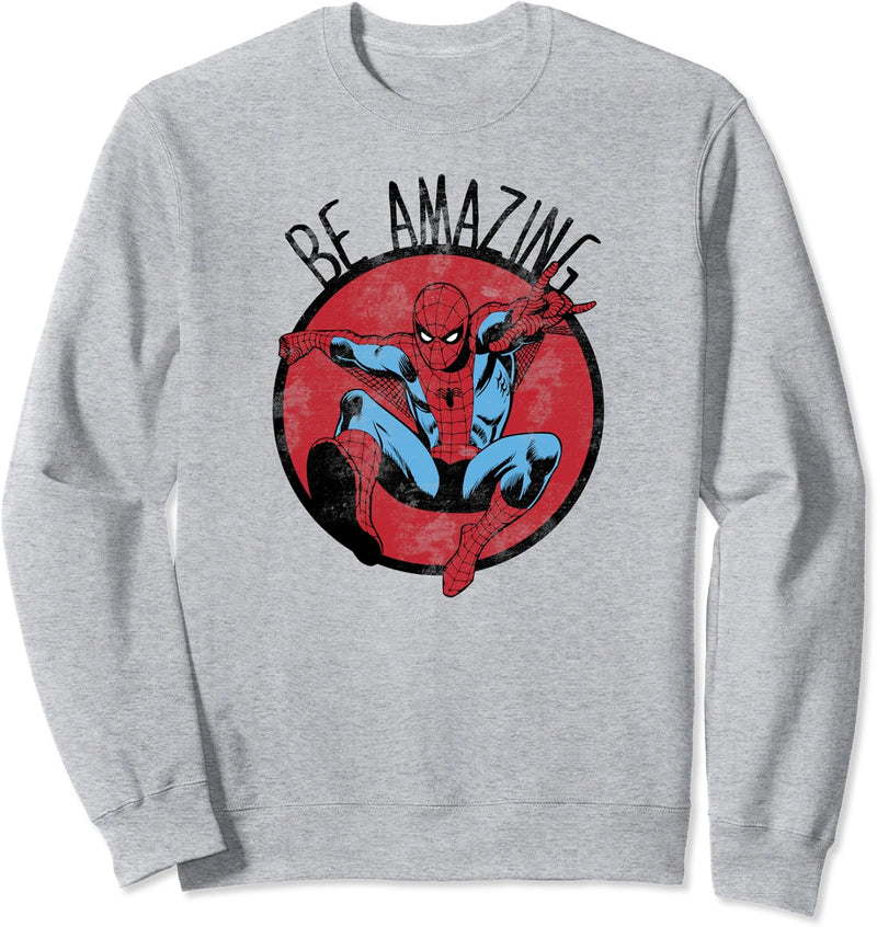 Marvel Spider-Man Be Amazing Distressed Comic Circle Sweatshirt
