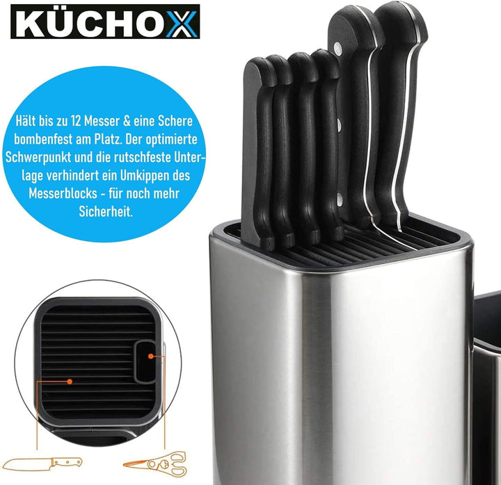 KÜCHOX 2in1 Edelstahl Messerblock Küchenmesser & Küchenhelfer
