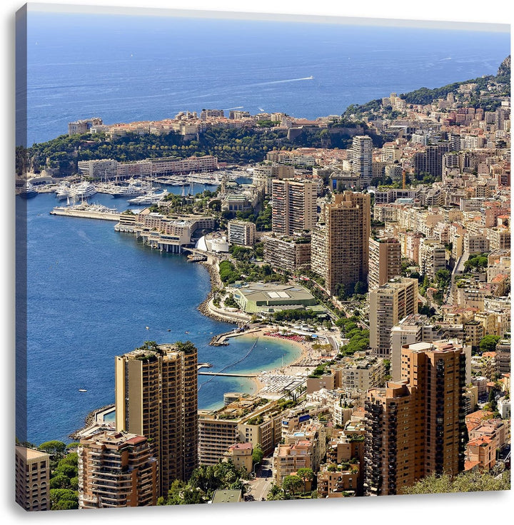 Pixxprint Blick auf das prächtige Monte Carlo, Format: 70x70 auf Leinwand, 70x70