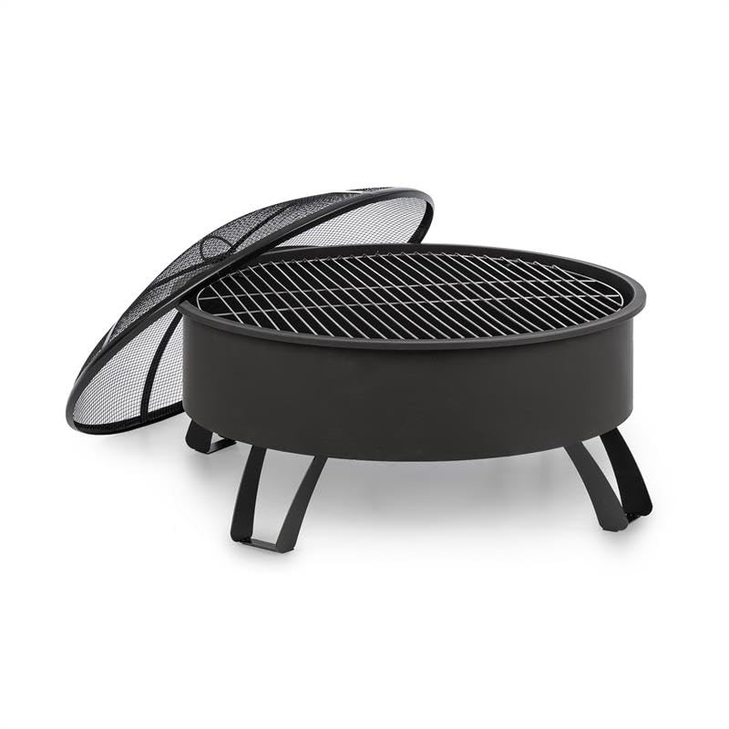 Blumfeldt 2-in-1 Feuerschale - Ø 75 cm Grill, Abnehmbarer Funkenschutz, Ø 68 cm Grillrost, FireView