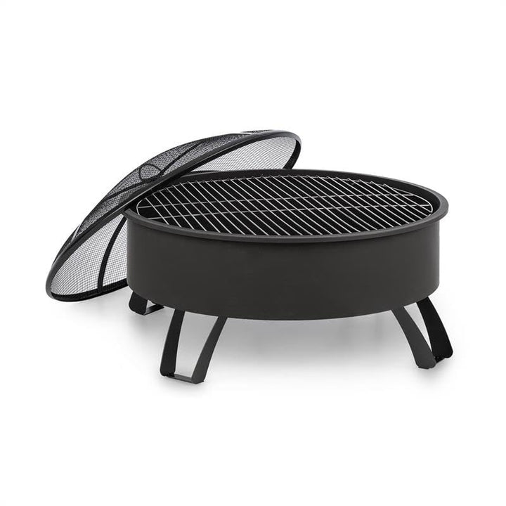 Blumfeldt 2-in-1 Feuerschale - Ø 75 cm Grill, Abnehmbarer Funkenschutz, Ø 68 cm Grillrost, FireView