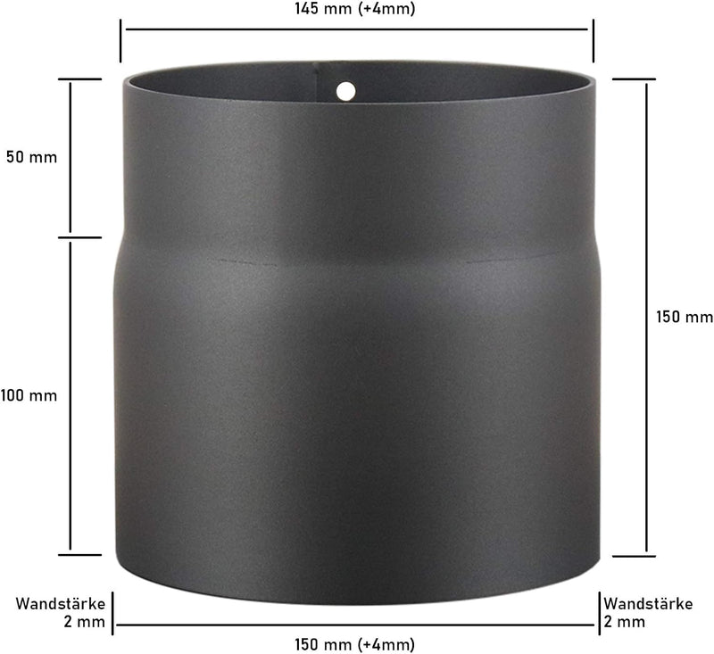 LANZZAS Ofenrohr 150 mm Verlängerung - im Durchmesser Ø 150 mm - Farbe: gussgrau - Rauchrohr Verläng