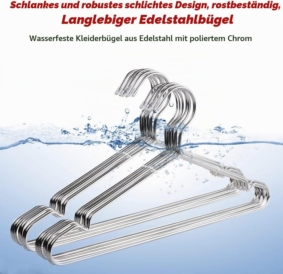 Puersit 30 Stück Kleiderbügel Metall, 42cm Kleiderbügel aus Edelstahl Kleiderbügel Platzsparende Bel