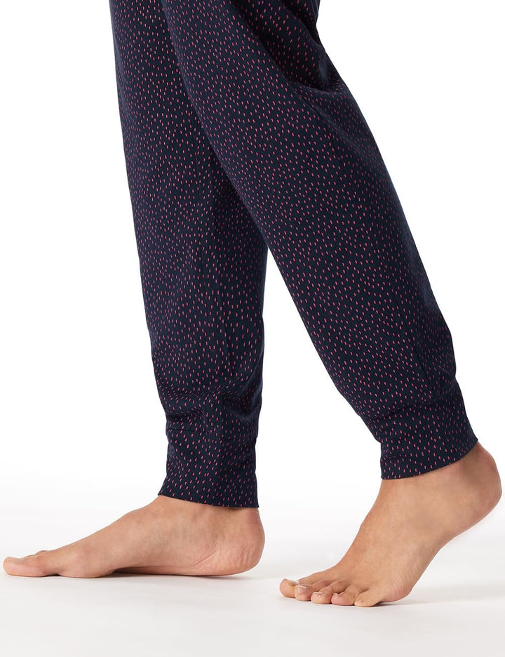 Schiesser Damen Schlafanzug lang mit Bündchen Baumwolle - Nightwear 48 Nachtblau_180063, 48 Nachtbla