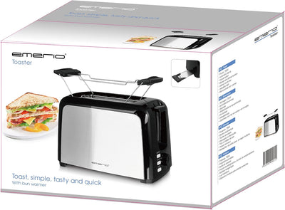 Emerio Toaster 2 extra Breiten Toastschlitzen Zentrierfunktion,herausnehmbare Krümelschublade,Abbruc