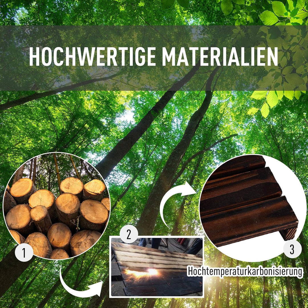 Outsunny Blumenständer, Pflanzenregal, Vierstufiges Blumenregal, Blumentreppe, Massivholz, Verkohlt,