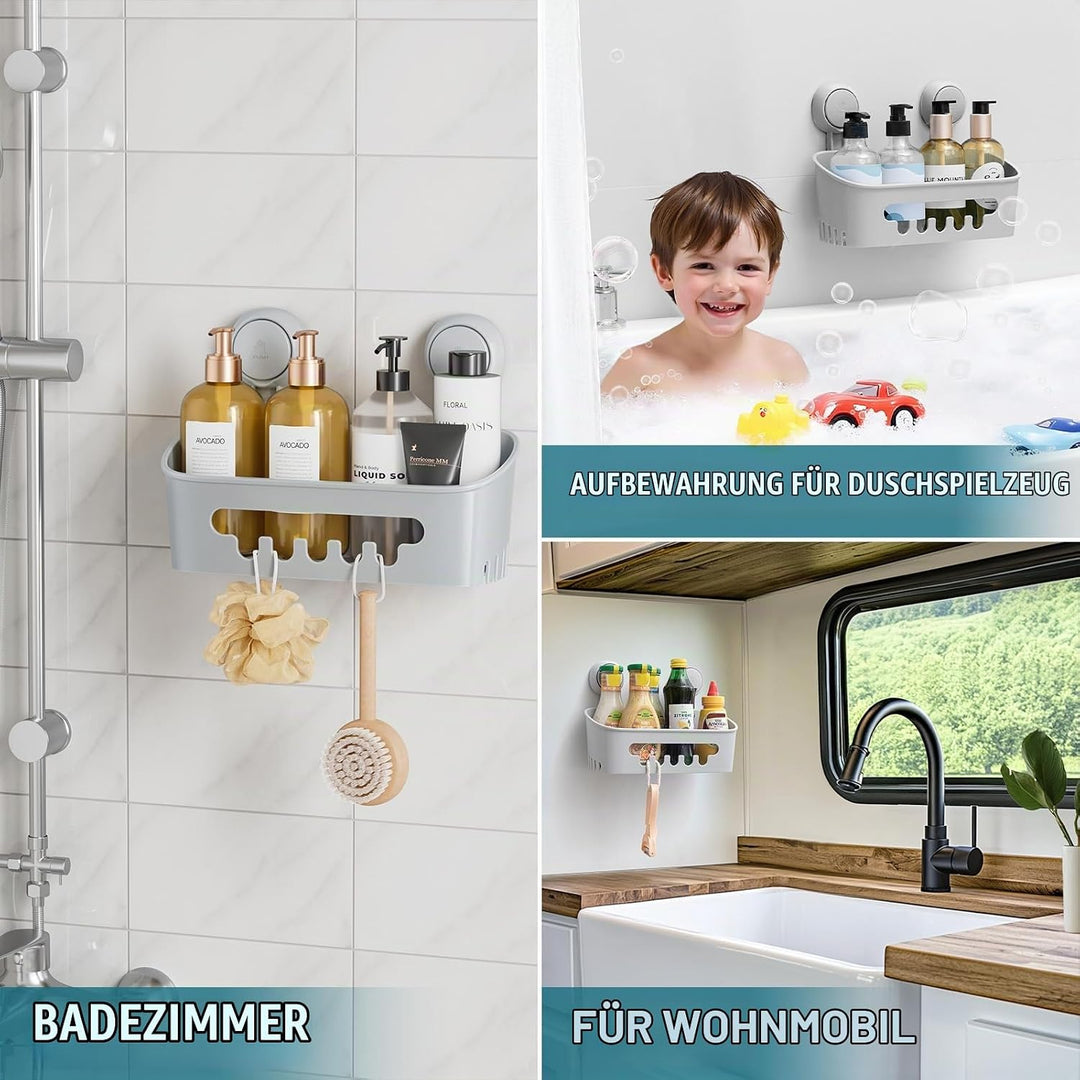 TAILI Duschablage Badregal Saugnapf Ohne Bohren Duschorganizer Duschregal Saugnäpfe Duschgel Halteru