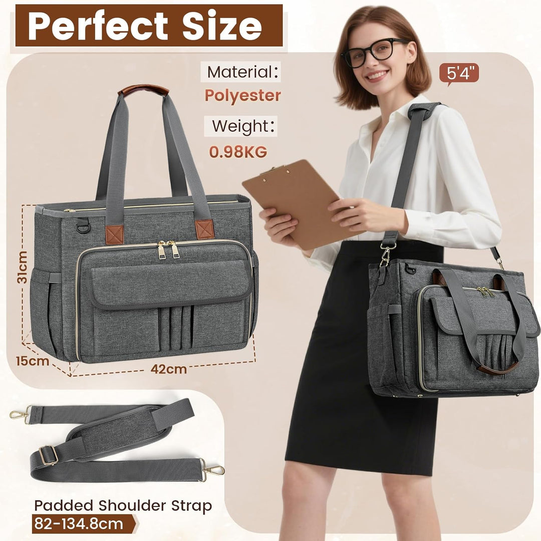 RAINSMORE Lehrertasche Damen Gross 15.6 Zoll Laptoptasche Arbeitstasche mit Isolierter Tasche für Kr