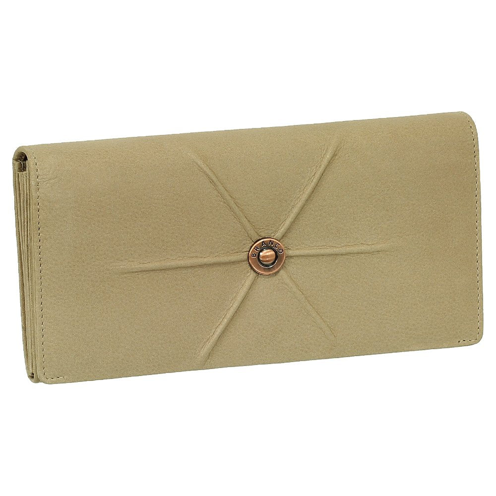 Luxus Leder Damen Geldbörse Portemonnaie Geldbeutel XXL mit Druckknopf 19 cm Farbe Sand, Sand