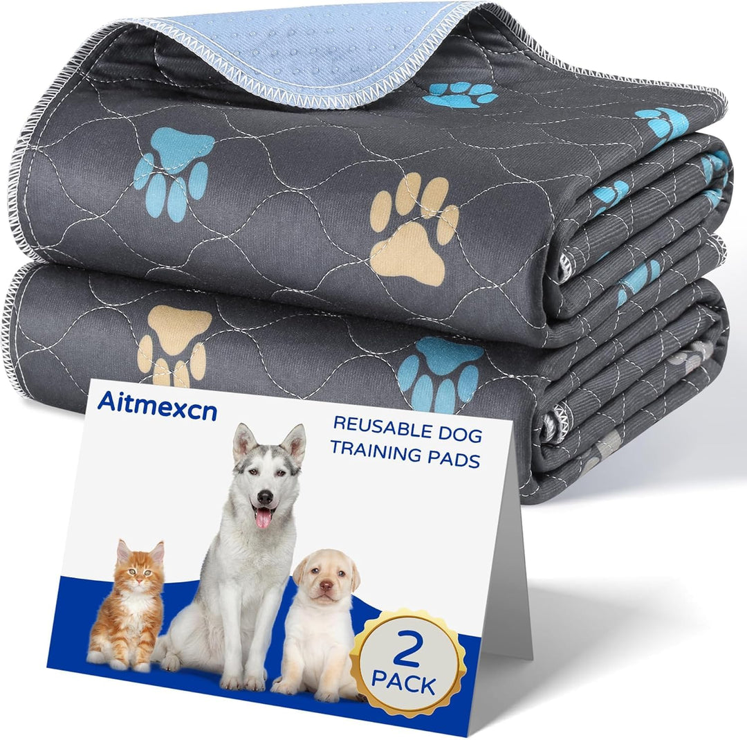 Aitmexcn 2 Stück Welpenunterlagen Waschbar – 60x90cm Super Saugfähige und Wiederverwendbare Hundetra