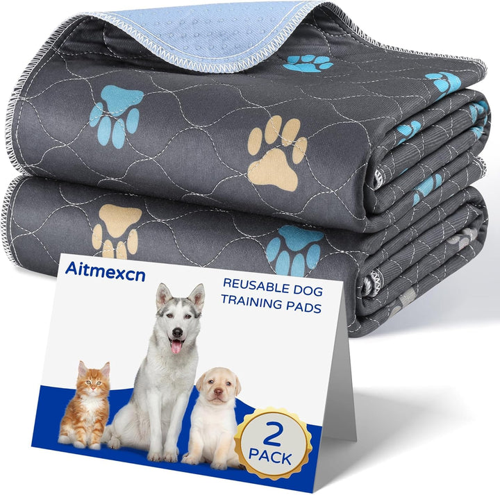 Aitmexcn 2 Stück Welpenunterlagen Waschbar – 60x90cm Super Saugfähige und Wiederverwendbare Hundetra
