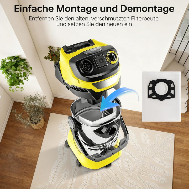 Fishoney 10 Stück KFI 487 Staubsaugerbeutel für Kärcher WD4 WD5 WD6 WD5P WD6P MV4 MV5 MV6 Vliesfilte