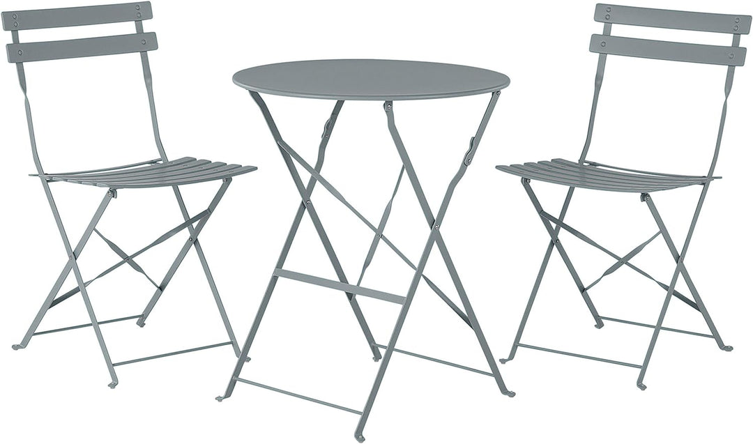 Modernes Balkonset Tisch mit 2 Stühlen aus Stahl grau Fiori