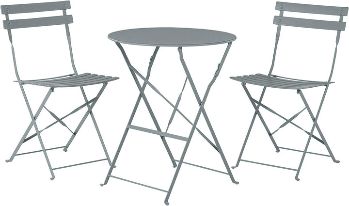 Modernes Balkonset Tisch mit 2 Stühlen aus Stahl grau Fiori