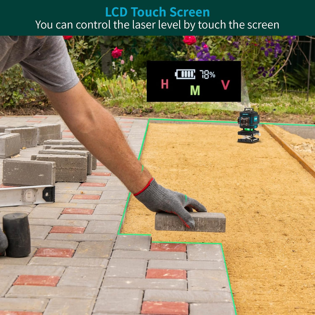 KEZERS Kreuzlinienlaser Set mit Stativ, 4 x 360 Laser-Wasserwaage mit Empfänger und Nivellierlatte f