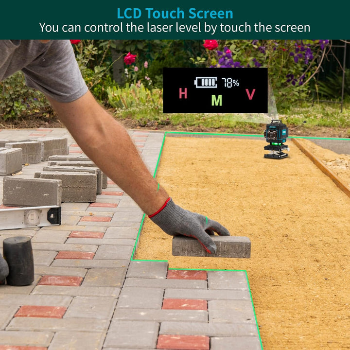 KEZERS Kreuzlinienlaser Set mit Stativ, 4 x 360 Laser-Wasserwaage mit Empfänger und Nivellierlatte f