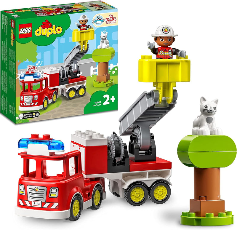 Lego 10969 DUPLO Town Feuerwehrauto Spielzeug, Lernspielzeug für Kleinkinder ab 2 Jahren, Set mit Bl