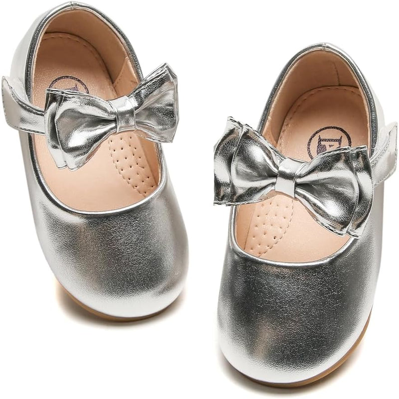 DADAWEN Mädchen Mary Jane Schuhe Festliche Kleidschuhe Prinzessin Ballerinas 27 EU Silber, 27 EU Sil