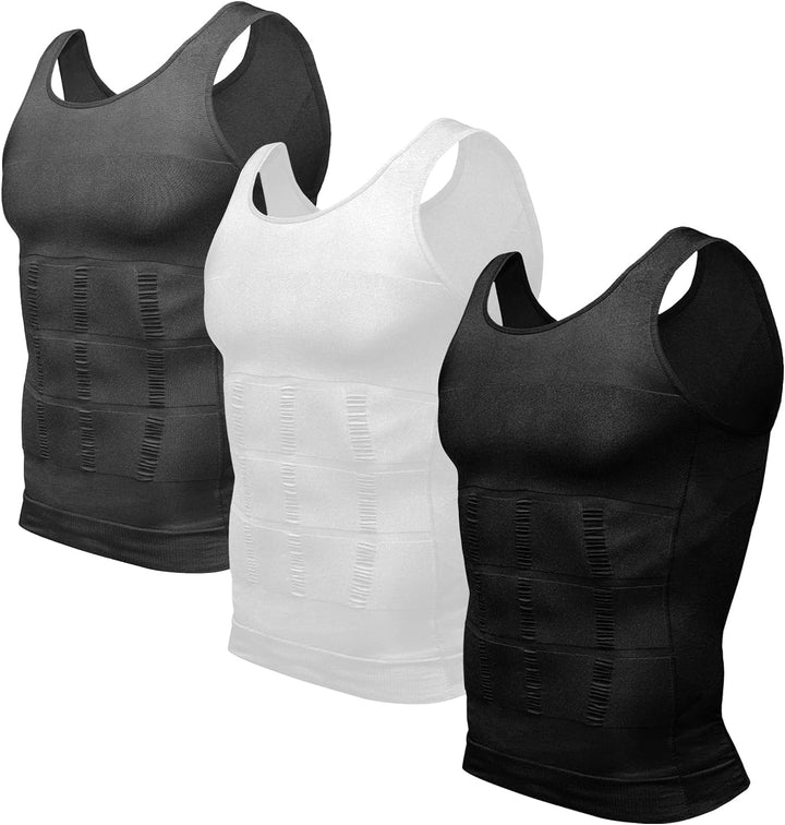 Odoland Unterhemden Herren Shapewear 3er Pack Tank Top Compression Shirt Kompressionsshirt Bauchweg