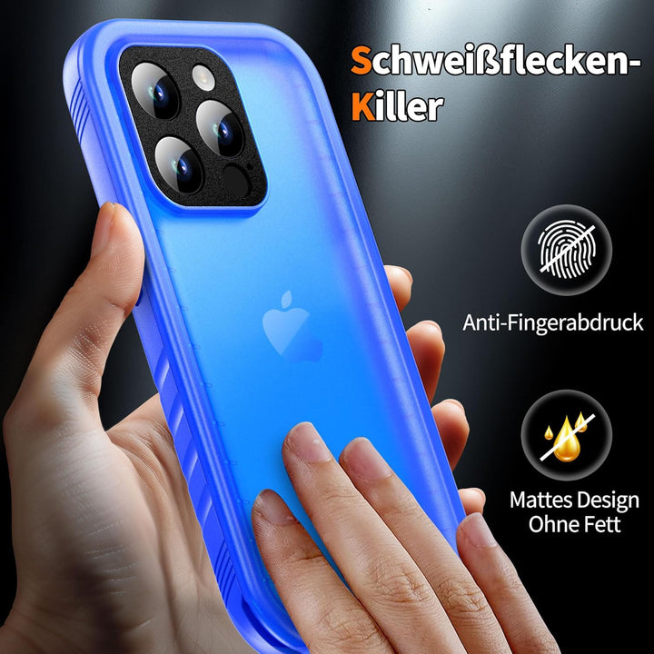 Cozycase für iPhone 15 Pro wasserdichte Outdoor Hülle Blau - 360 Grad Panzerhülle Stossfest Komplett