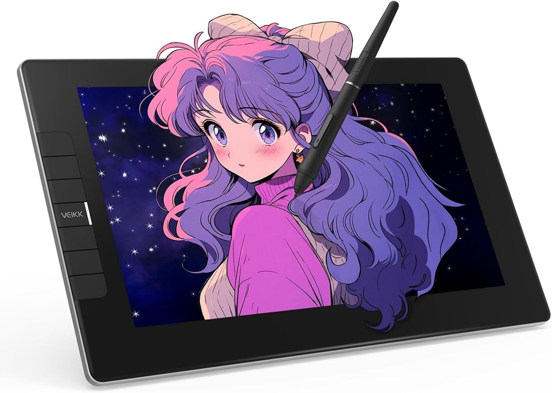 VEIKK Grafiktablett mit Display, VK1200 FHD IPS 11,6 Zoll Grafiktabletts mit 100% sRGB Bildschirm, 6