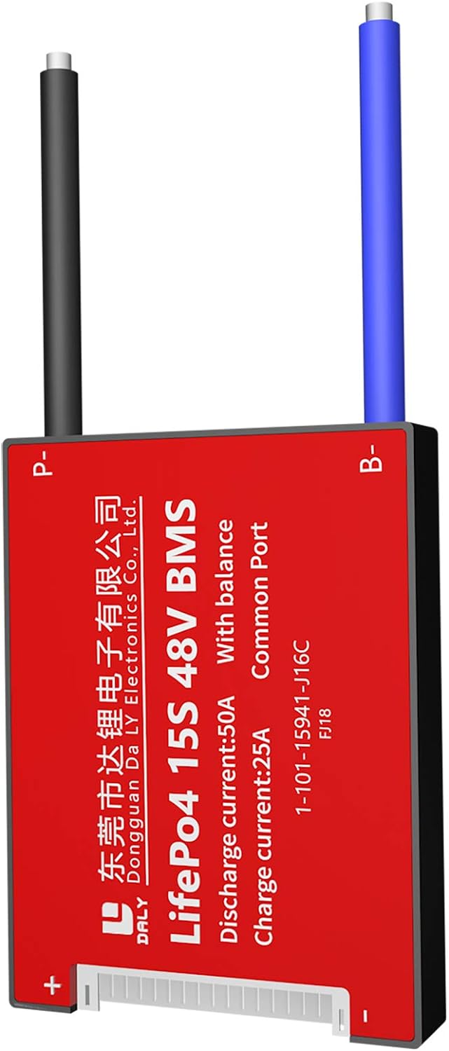 DALY BMS 15S 48V 50A LiFePO4 Batterieschutzmodul PCB Schutzplatine mit Balance-Leitungen Drähte BMS