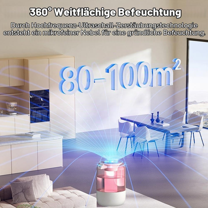 Luftbefeuchter Schlafzimmer Top-Fill Humidifier - 2L 360° Doppeldüse Raumbefeuchter mit 7 Farben Nac