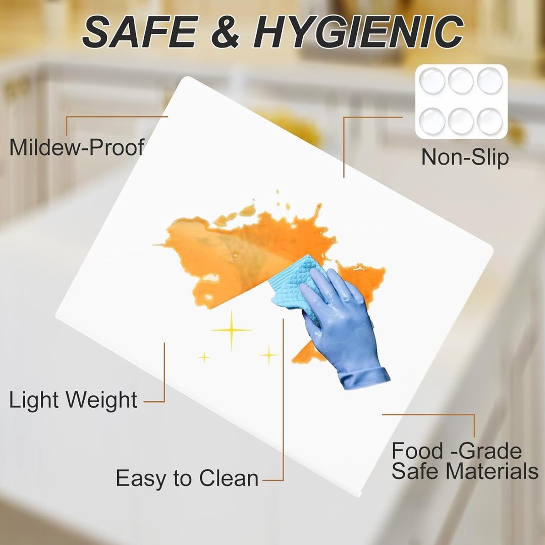 JJL Acryl Schneidebrett mit Thekenlippe 61 x 46 cm - BPA-frei, rutschfest, Weiss - Multifunktional f