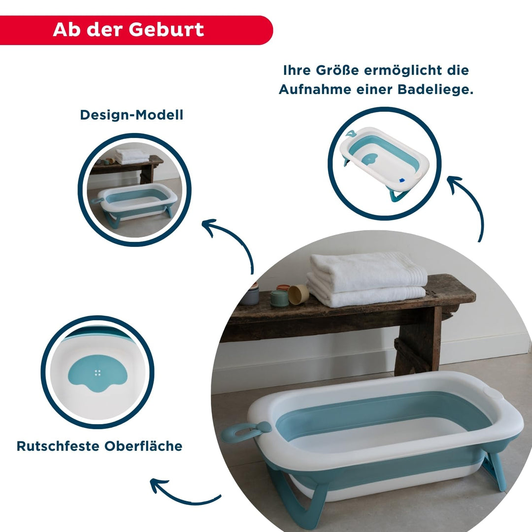 Thermobaby - Zusammenklappbare Babybadewanne BALNEA: Ultrakompakt – Design und Trend – Praktische Au