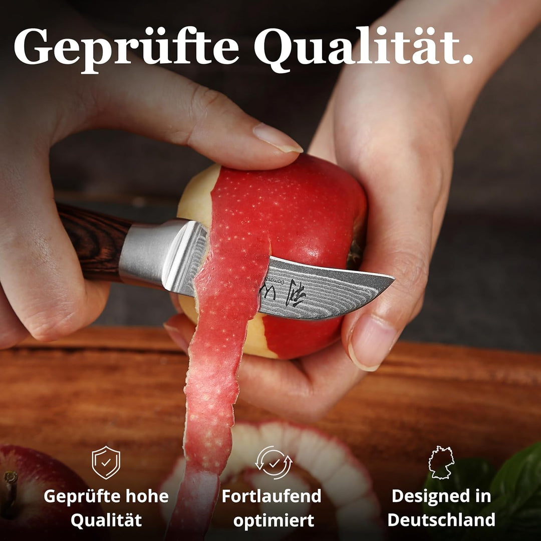 Wakoli Edib Damast Schälmesser I Scharfe 6 cm Klinge aus 67 Lagen Damaststahl mit VG10 Kern und Grif