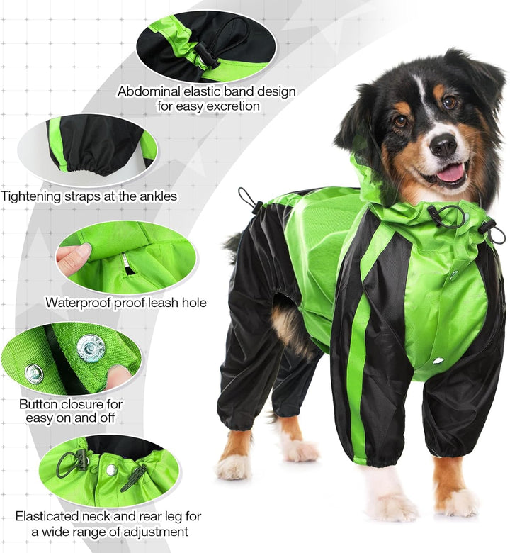 OUOBOB Hund Regenmantel, wasserdichte Hund Regenmantel für grosse Hunde, Leichte Regenjacke, Einstel