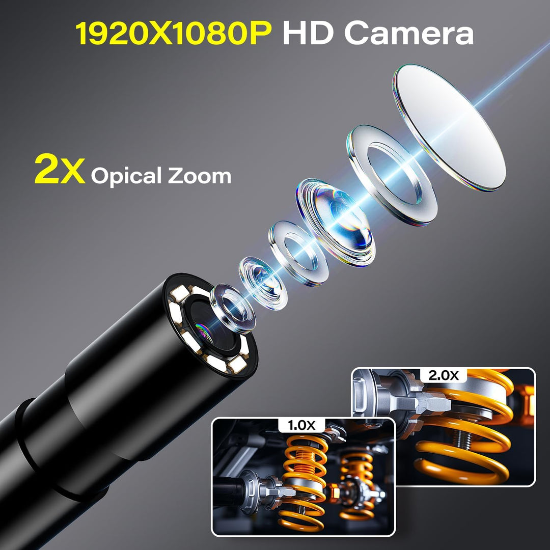 Endoskopkamera mit Licht, 8mm IP67 wasserdichte Inspektionskamera, 4,3 Zoll IPS Bildschirm, 1080P HD